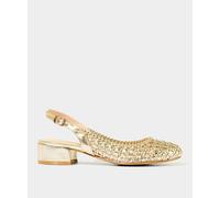 Joe Browns Women's Woven Metallic Block Heel Sling Back Shoes Pump, Gold, 6 UK