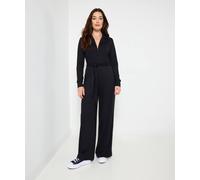 Joe Browns Women's Collared Zip Front Straight Leg Jersey Jumpsuit, Petite, Black, UK 12
