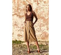 Joe Buttoned Midi Skirt camel