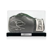 Joe Calzaghe Signed Black Boxing Glove. Display Case With Plaque