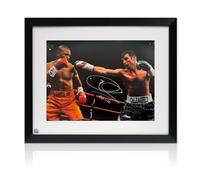 Joe Calzaghe Signed Boxing Photo: VS Roy Jones Jr. Framed