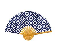 JOE COOL Fan Indigo Japan Geometric Made With Cotton & Bamboo