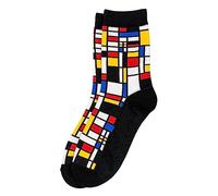 JOE COOL Mens Cotton Socks Mondrian Stained Glass Design in Black