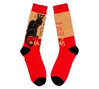 JOE COOL Men's Novelty Socks: Paris Cafe Cat Print, Cotton Blend, One Size, Orange