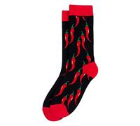 JOE COOL Red Hot Chilli Pepper Novelty Socks - Fun Food Patterned Cotton Blend Crew Socks for Women and Men - Breathable & Stretchy
