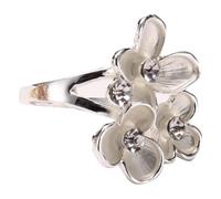 JOE COOL Ring Matt & Shiny Trio Flowers Made With Zinc Alloy & Crystal Glass