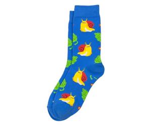 Joe Cool "Snails Pace" Novelty Cotton Crew Socks - Quirky Snail Print Design for Women & Teens - Comfortable Cotton & Spandex Blend - One Size (UK 4-7, EU 37-40) - Blue/Nature Earth Tones