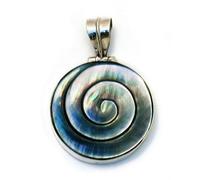 JOE COOL Unisex 925 Silver & Shell Pendant Necklace, Round Swirl in Iridescent Grey, Elegant Designer Fashion Jewellery Gift Idea