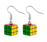 JOE COOL Unisex Acrylic Drop Earrings, a playful tribute to the classic Rubix Cube puzzle, rendered in vibrant Multicolour for a truly individual look.