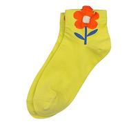JOE COOL Unisex Cotton Ankle Socks with Striking Big Flower Design in Zesty Lime Green