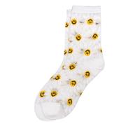 JOE COOL Unisex Cotton Blend Sheer Socks with Cheerful Smiley Daisy Motif