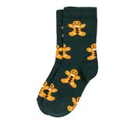 JOE COOL Unisex Cotton Blend Socks with Gingerbread Man Motif in Green