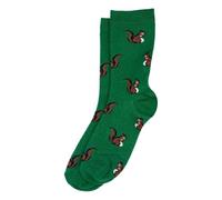 JOE COOL Unisex Cotton Socks, Squirrel Motif, Green