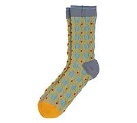 JOE COOL Unisex Cotton & Spandex Embossed Retro Flower Socks in Green & Blue