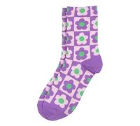 JOE COOL Unisex Cotton & Spandex Flower Checkerboard Socks in Lilac Purple