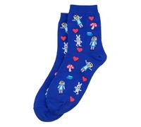 JOE COOL Unisex Cotton & Spandex Novelty Socks, Channelling Alice in Wonderland with Playful Character Motifs in Blue, UK Sizes 4-7