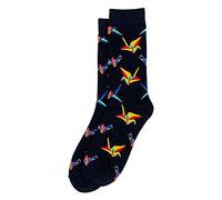 JOE COOL Unisex Cotton Spandex Novelty Socks with Origami Bird Design in Black