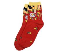 JOE COOL Unisex Cotton Spandex Socks Channelling Matisse Philodendron & Lemons Art in Red & Yellow
