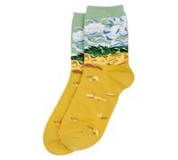 JOE COOL Unisex Cotton & Spandex Socks Inspired by Van Gogh's Wheat Fields in Yellow