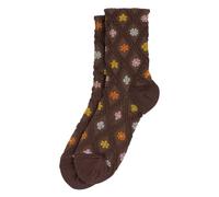 JOE COOL Unisex Cotton & Spandex Socks with Embossed Floral Emblem in Brown