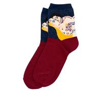 JOE COOL Unisex Cotton Spandex Socks with Matisse Peasant Blouse Motif in Red & Blue