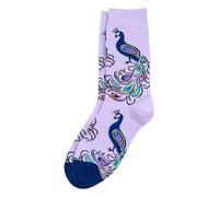 JOE COOL Unisex Cotton Spandex Socks with Peacock Motif in Lilac Purple