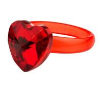 JOE COOL Unisex Retro Ring, Ruby Red Resin with Facet Gem Heart, Offbeat Fashion Jewellery Gift Idea