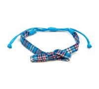 JOE COOL Unisex Retro Tartan Bracelet, Light and Navy Blue Cotton Cord, Adjustable Sliding Knot, Fashion Jewellery Gift Idea
