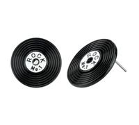 JOE COOL Womens Retro Record Stud Earrings, Black and White Enamel, Offbeat Vintage Music Vibes, Fashion Jewellery Gift Idea