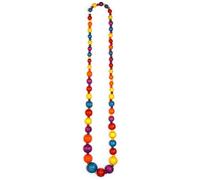 JOE COOL Wood Bead Necklace, Graduated Rainbow Funky Free-spirited Design, Adjustable Fashion Jewellery