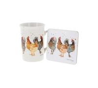 Joe Davies Bree Merryn Christmas Hens Fine China Mug & Coaster Set