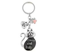 Joe Davies Equilibrium Snazzy Style Enamel Keyring Charm Cat Crazy Cat Lady
