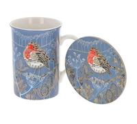 Joe Davies Fine China Mug and Coaster Set - Robin Design by Penny Gaj - Decorative Kitchenware for The Home