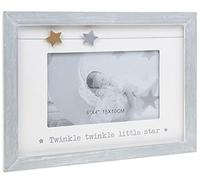 Joe Davies Heart Strings Single 6 x 4 Photo Frame - Grey Wood - Twinkle Twinkle Little Star - 3D Star Details - Nursery or New Baby Gift