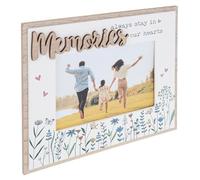 Joe Davies Memories Photo Frame 6x4'' - Sweet Meadow Floral Design with ‘Memories Always Stay in Our Hearts’ Sentiment - Free-Standing Frame - Sweet Meadow Range