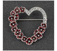 Joe Davies Poppy Heart Brooch Diamante Poppy Collection by Equilibrium