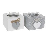 Joe Davies Set of 2 Provence Single Tealight Holders - Grey and White