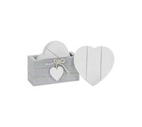 Joe Davies Set of 6 Wooden Heart Drink Coasters With Provence Grey Storage Stand