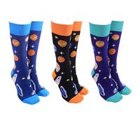 Joe Davies Sock Society Fun & Cute Collection of Funky & Fun Socks - Space, Rainbows, Dinosaurs & More! (UK, Alpha, One Size, Regular, Regular, Space)