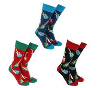 Joe Davies Sock Society Music Collection of Funky and Fun Socks - Vinyl, Guitar, Rock & Roll and More! (UK, Alpha, One Size, Regular, Regular, Electric Guitar)