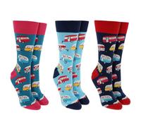 Joe Davies Sock Society Travel & Vehicle Collection of Funky and Fun Socks - Bicycle, Trucks, Diggers, Boats, Camper Vans & More! (UK, Alpha, One Size, Regular, Regular, Caravan)