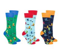 Joe Davies Sock Society Travel & Vehicle Collection of Funky and Fun Socks - Bicycle, Trucks, Diggers, Boats, Camper Vans & More! (UK, Alpha, One Size, Regular, Regular, Trucks)