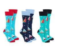 Joe Davies Sock Society Travel & Vehicle Collection of Funky and Fun Socks - Bicycle, Trucks, Diggers, Boats, Camper Vans & More! (UK, Alpha, One Size, Regular, Regular, Sail Boat)