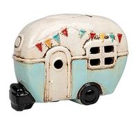 Joe Davies Super Cute Village Pottery Child's Ceramic Caravan Money Box with Bunting in Aqua Blue