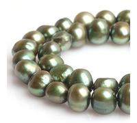 JOE FOREMAN Freshwater Cultured Pearl Beads for Jewelry Making Gemstone Semi Precious 7-8mm Freeform Green 15" Dyed Color, 7-8mm, Stone