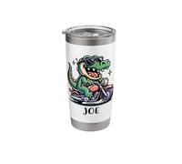 Joe Fun Alligator Motorcycle Design for Boys Name Joe Stainless Steel Insulated Tumbler