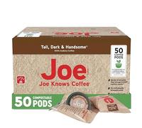 Joe Knows Coffee Single Serve Coffee, Tall Dark and Handsome, 50 Count BPI certified compostable pods