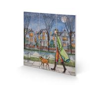 Joe Ramm By The Light Of The Moon Wood Print Blue/green/brown (20Cm X 20Cm X 2.7Cm)