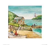 Joe Ramm Harbour Beacon Art Prints, Multicolour, 40 x 40cm