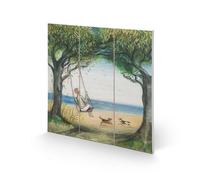 Joe Ramm Up In The Air So Blue Wood Print Green/blue/white (20Cm X 20Cm X 2.7Cm)